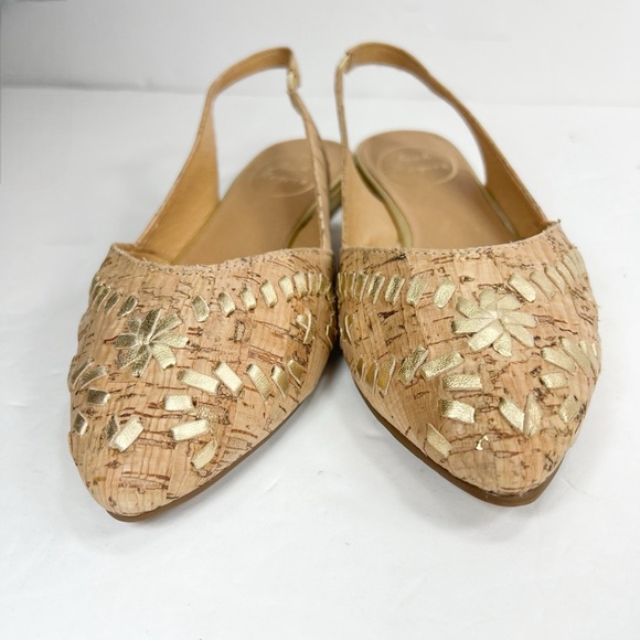 Jack Rogers Rory Cork Slingback Flats Pointed Toe Gold Accent size 6 - Picture 11 of 12